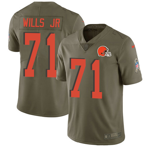 Nike Browns #71 Jedrick Wills JR Olive Youth Stitched NFL Limited 2017 Salute To Service Jersey